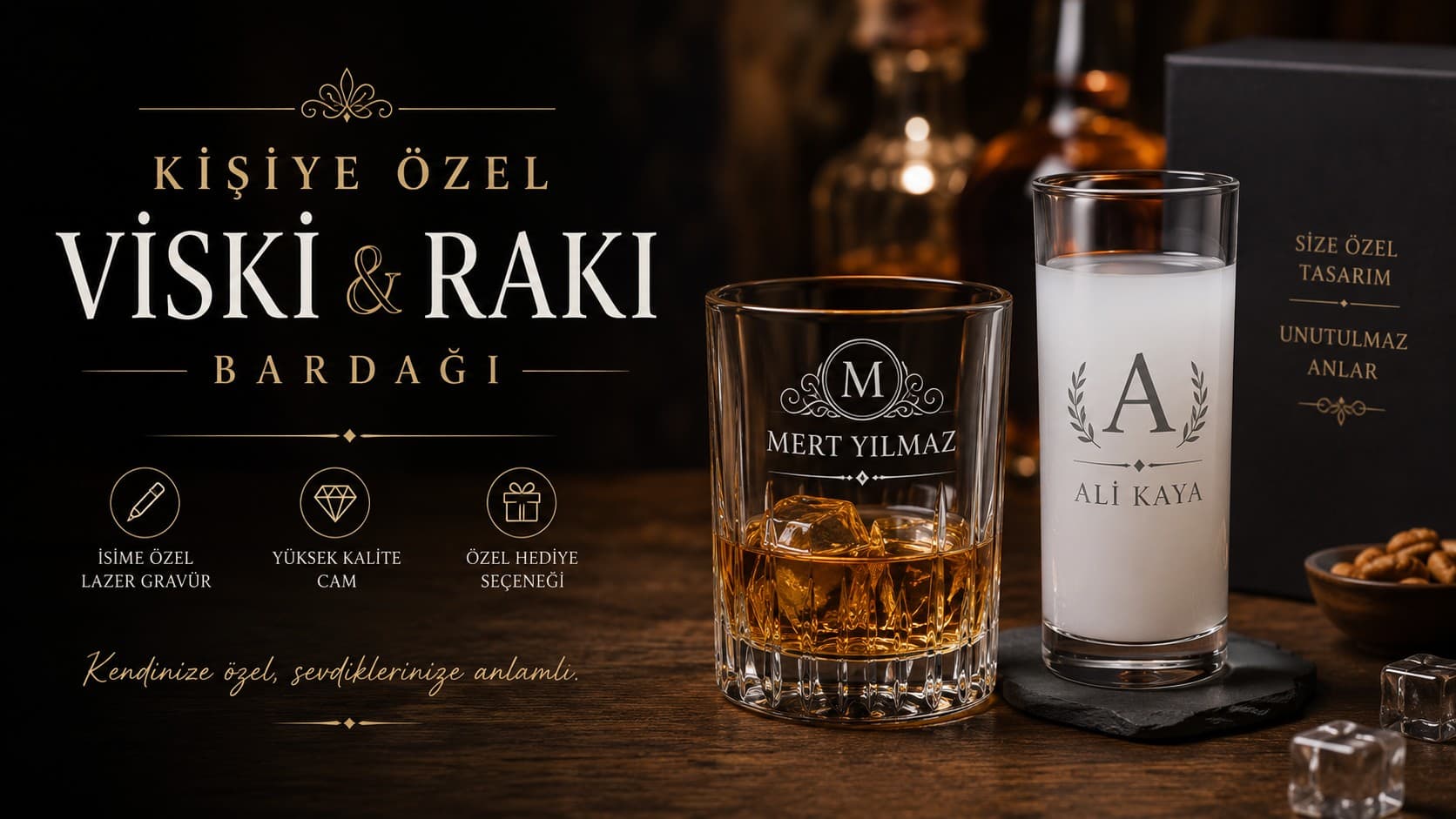 Kişiye Özel Viski ve Rakı Bardakları: Şıklığın ve Zarafetin Sembolleri